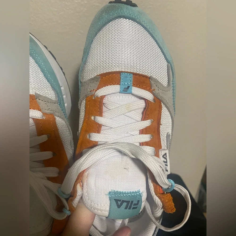 Womens Retro Fila running shoes- white, burnt orange, teal size 8 - Picture 10 of 15
